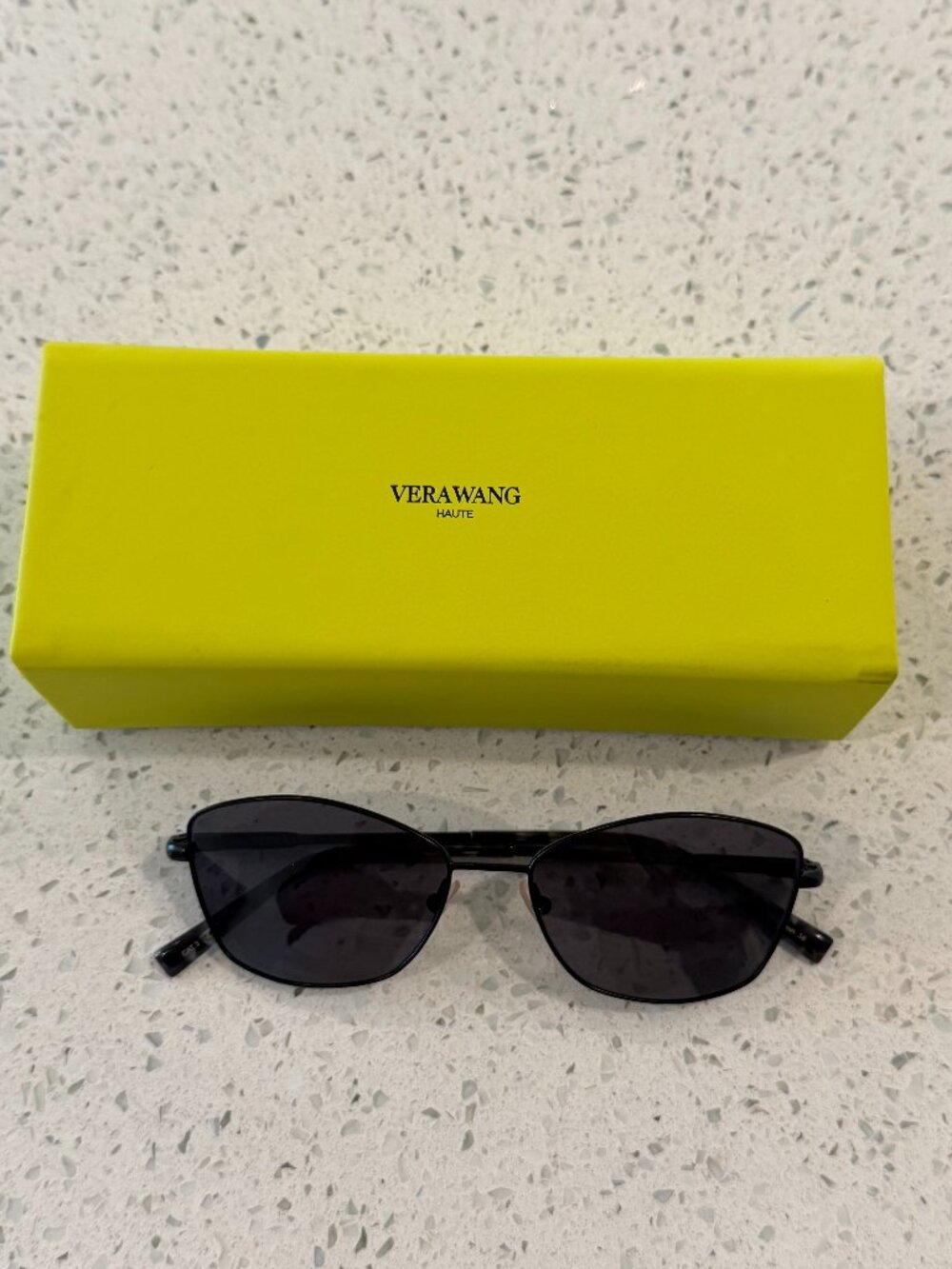 Vera Wang Haute Janelle Black Metal Cat Eye Sunglasses with Case